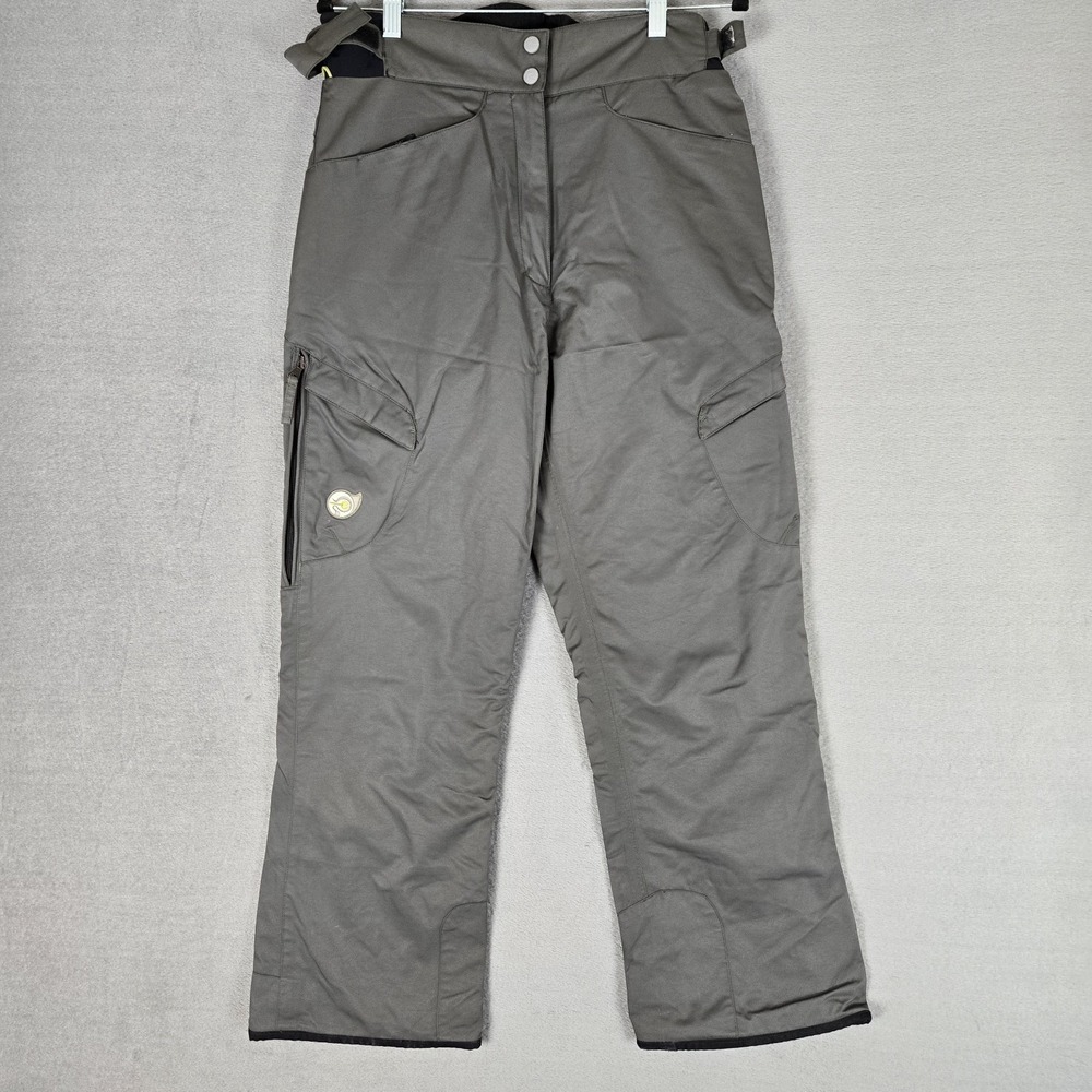 Rossignol Snow Pants Womens Medium Gray Adjustable Waist Ski Insulated Cargo Y2k